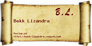Bekk Lizandra névjegykártya
